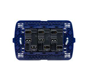 Toma triple 10A semi armado Tech gris
