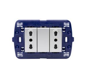 Toma doble 10-16A semi armado Tech gris