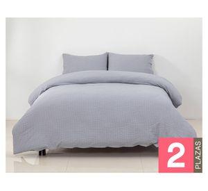 Funda plumón Rayas con textura gris 2 plazas