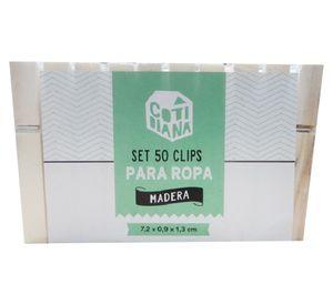 Pack clip ropa madera 50 unidades