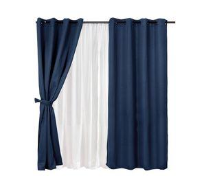 Set cortina Frutillar embossed 140x220 cm azul
