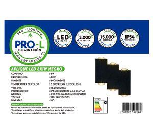 Aplique LED 1W E27 6L luz cálida AN negro