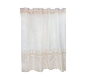 Cortina baño 180x180 cm microfibra rayas beige