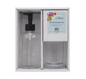 Dispensador + vaso Liso Cottage transparente