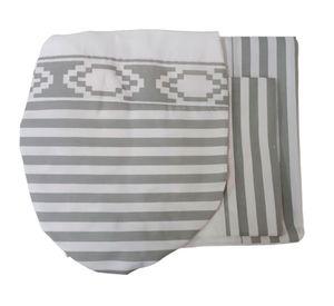 Set baño microfibra rayas gris