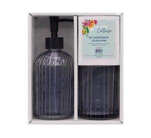 Dispensador + vaso Cottage humo