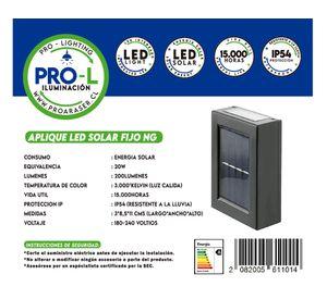 Aplique LED solar 2L luz cálida negro