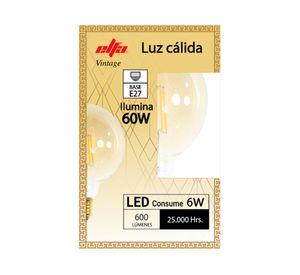 Ampolleta led 6W E27 luz cálida G95 Filamento
