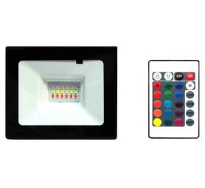 Reflector LED con control remoto 20W 11 cm luz RGB negro