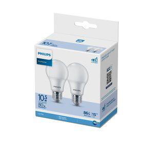 Pack 2 ampolletas led 10.5 W E27 luz fría EcoHome