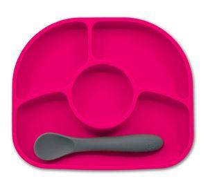 Plato + cuchara infantil silicona pink Bbluv