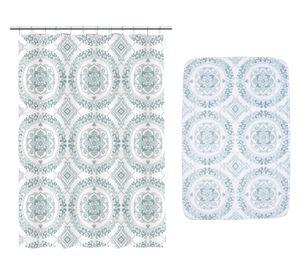Cortina 180x180 cm + piso baño 40x60 cm Mandala