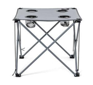 Mesa camping con posavasos