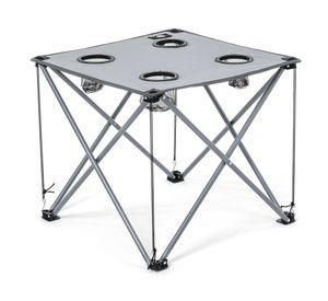 Mesa camping con posavasos