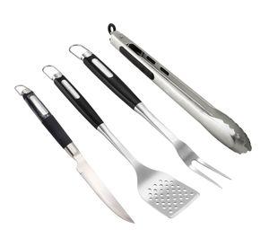 Utensilios parrilla negro/inox 4 piezas Beef Maker.
