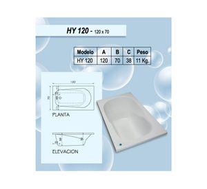 Tina hidromasaje 70x120 cm HY blanco Norglas.