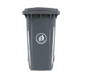 Basurero tapa y ruedas 240 litros industrial gris Cotidiana