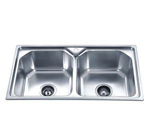 Lavaplatos doble empotrado 43x78 cm plateado Briggs