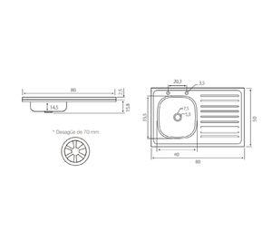 Lavaplatos sobreponer izquierda 80 cm Briggs
