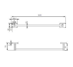 Toallero barra Mallorca cromo 64 cm