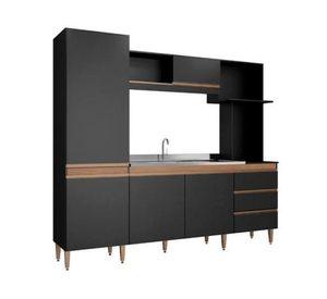 Kit cocina 5 puertas Vitoria negro/avellana