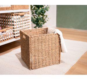 Canasto plegable con asas alto natural 30x30x30 cm