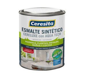 Esmalte sintético 1/4 galón Cereluxe Aqua Tech negro semi brillante Ceresita