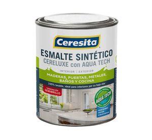 Esmalte sintético 1/4 galón Cereluxe Aqua Tech blanco semi brillante Ceresita
