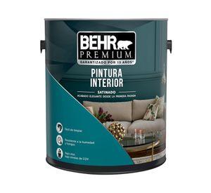 Esmalte al agua interior blanco satín Behr Premium Galón