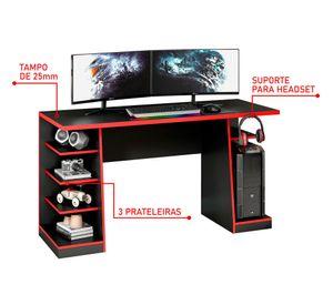 Escritorio gamer Tetris negro/rojo Home Mobili