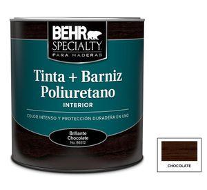 Barniz al agua 1/4 galón chocolate brillo Behr
