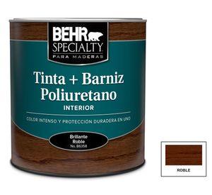 Barniz al agua 1/4 galón roble brillo Behr