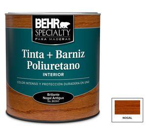 Barniz al agua 1/4 galón nogal brillo Behr