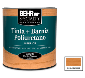 Barniz al agua 1/4 galón roble clásico brillo Behr
