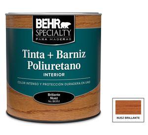 Barniz al agua 1/4 galón nuez brillo Behr