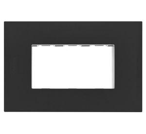 Placa 3 módulos + soporte Nobile negro Bticino