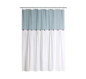 Cortina baño Botones azul/blanco 180x180 cm