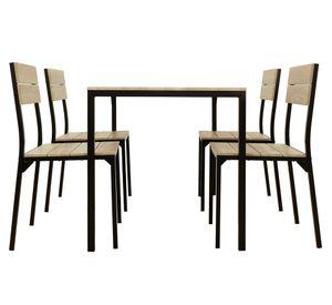 Comedor 4 sillas Eilam negro/natural 75x110x70 cm