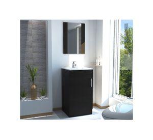 Kit baño mueble lavamanos + espejo flotante Madrid wengue TuHome