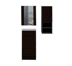 Mueble vanitorio + mueble mural + espejo Madrid wengue TuHome