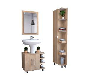 Espejo + Optimizador lavamanos + Mueble  BATH 300 rovere/blanco