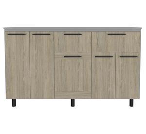 Mueble cocina 5 puertas 2 cajones Hasselt gris/rovere TuHome