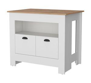 Isla de cocina Arlet blanco y macadamia 89.9x103x70 cm