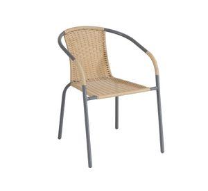 Silla símil ratán café claro Outzen