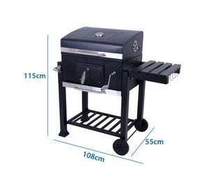 Parrilla carbón IGFLH006 tapa/ruedas negro