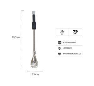 Bombilla Spoon yerba mate acero/negro