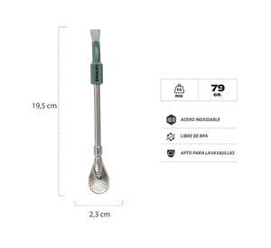 Bombilla Spoon yerba mate acero/verde