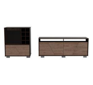 Rack TV 70'' + bar Fraktal habano/miel TuHome