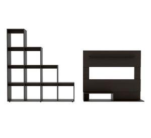 Panel TV 55'' + biblioteca escalera Beijing wengue TuHome