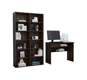 Escritorio 1 cajón Office 5 + biblioteca Office 7 habano TuHome